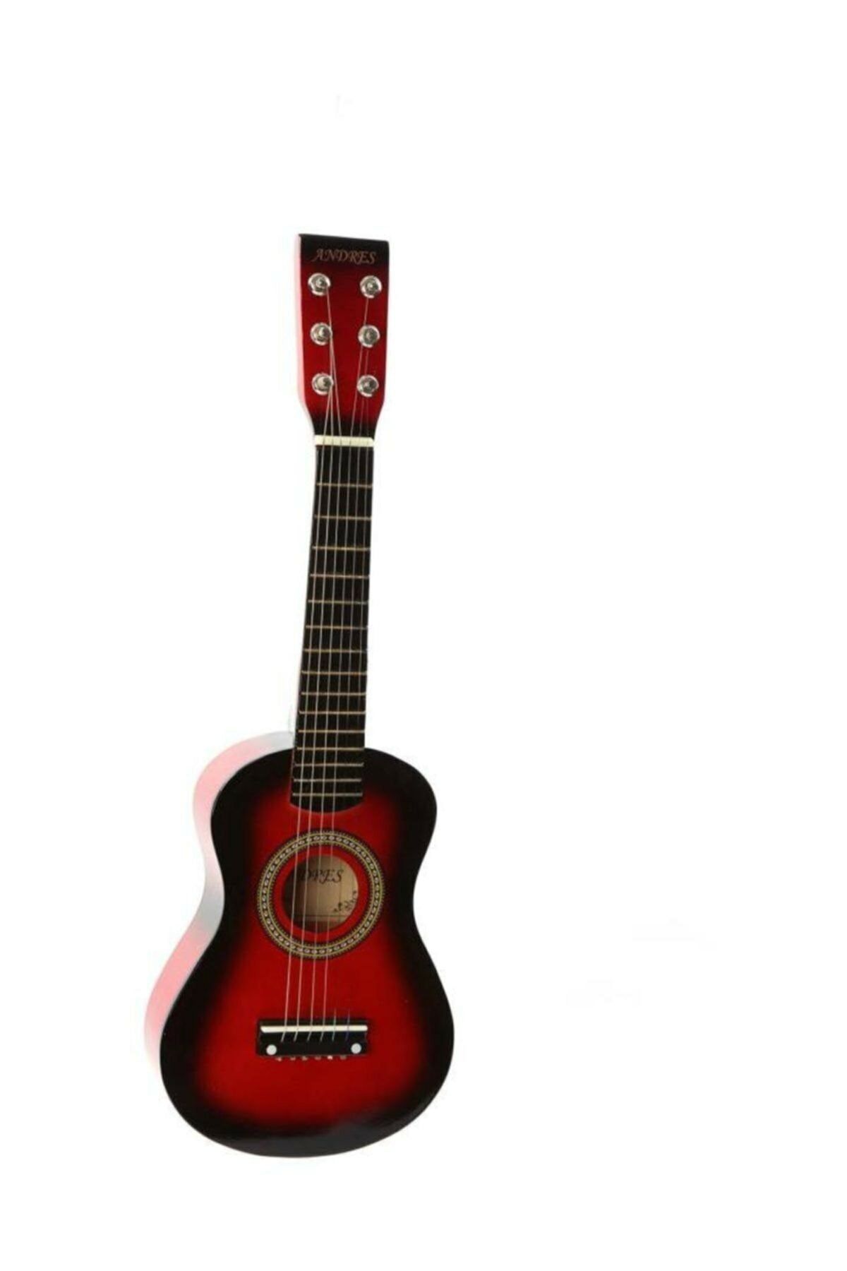 Bando Müzik Aletleri Çocuk Gitarı Kırmızı 60cm Ahşap 6 Telli Penalı Kırmızıgitarçocuk