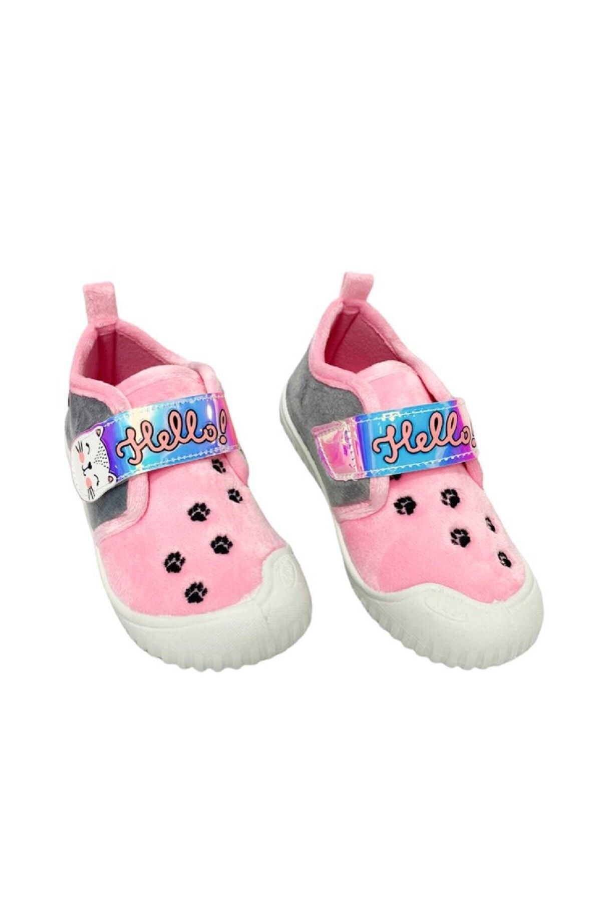GEZER Kız Çocuk Hello Kitty Hologram Cırtlı Ev - Kreş - Anaokulu Panduf Modeli - Pudra