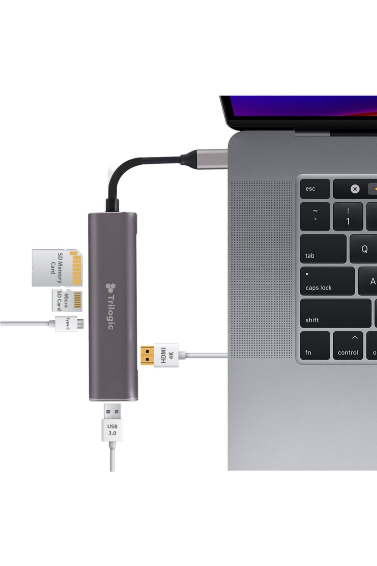 TRILOGIC A5ın1hdmı Type C Usb 3.0 Hdmı Macbook Kart Okuyucu Hub