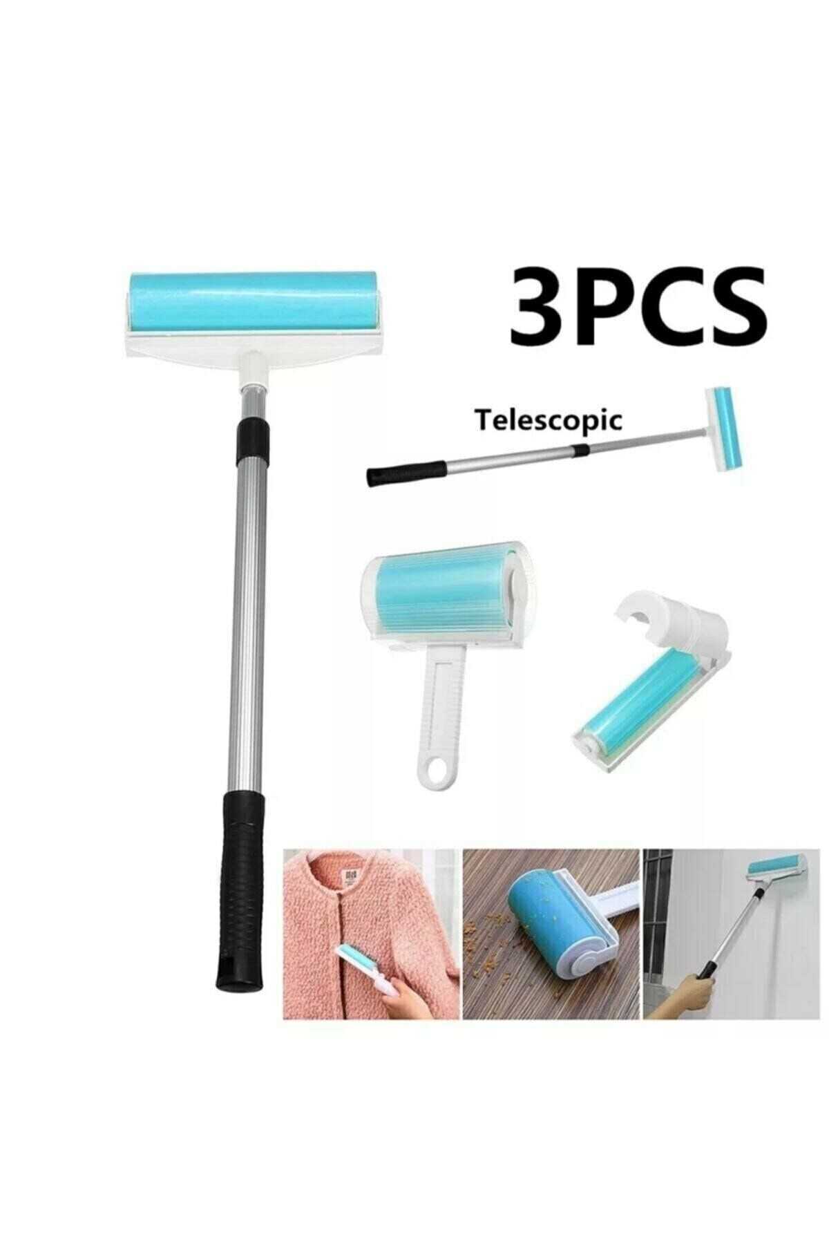 NEWSTORE HOME Yıkanabilir Tüy Ve Toz Toplama Rulosu Sticky Lint Roller Süper Set 4 Parça - (3 Adet Rulo)