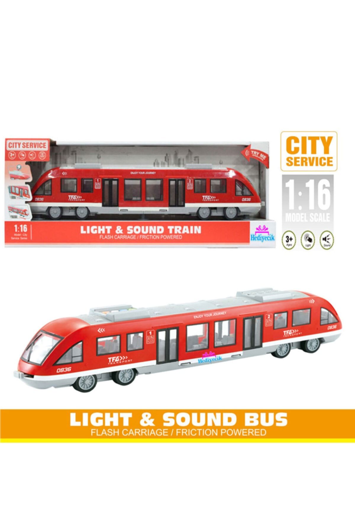 hediyecik Oyuncak 1:16 Sesli Ve Işıklı Tren City Yolcu Treni 45 Cm