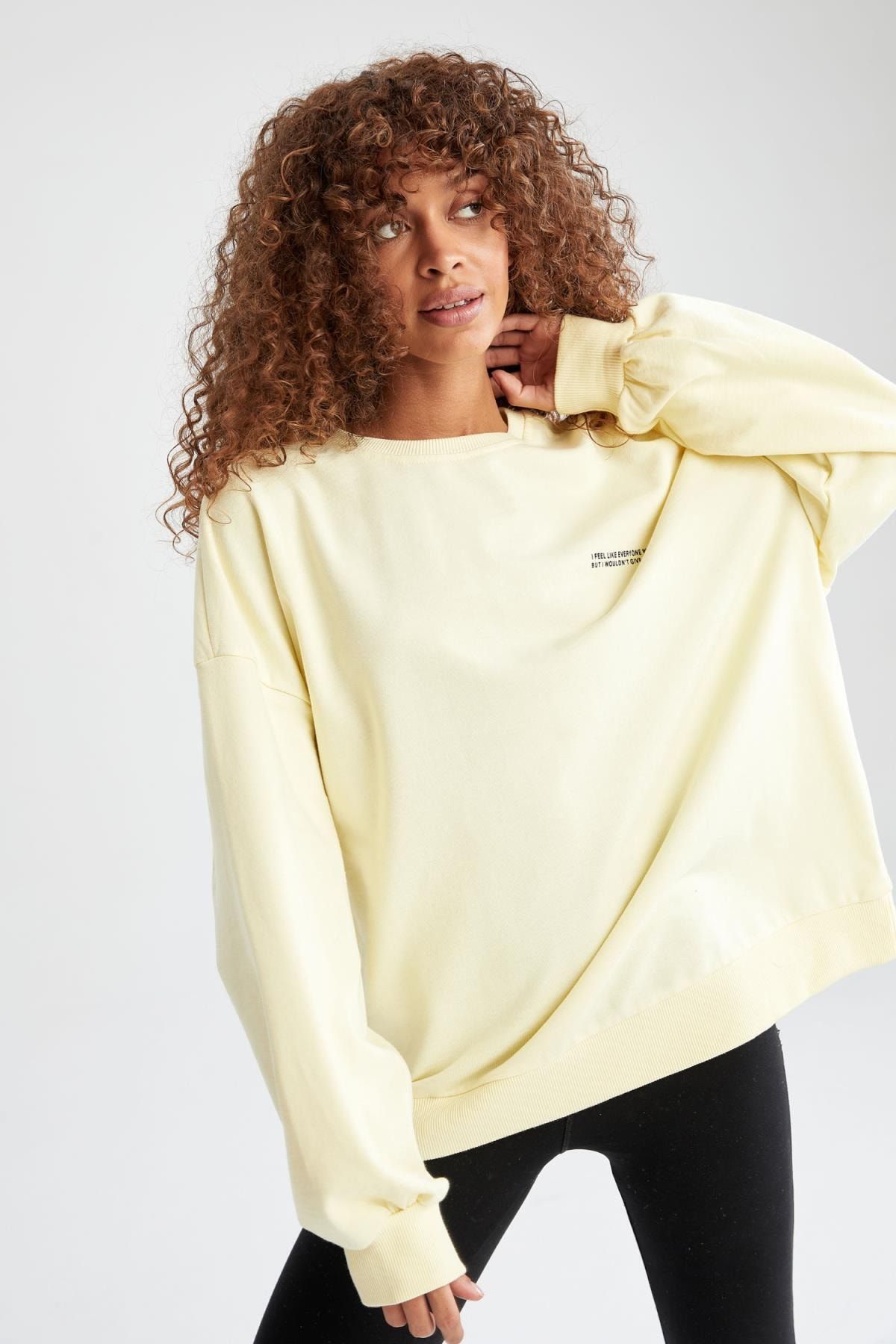 DeFacto Baskılı Bisiklet Yaka Regular Fit Sweatshirt