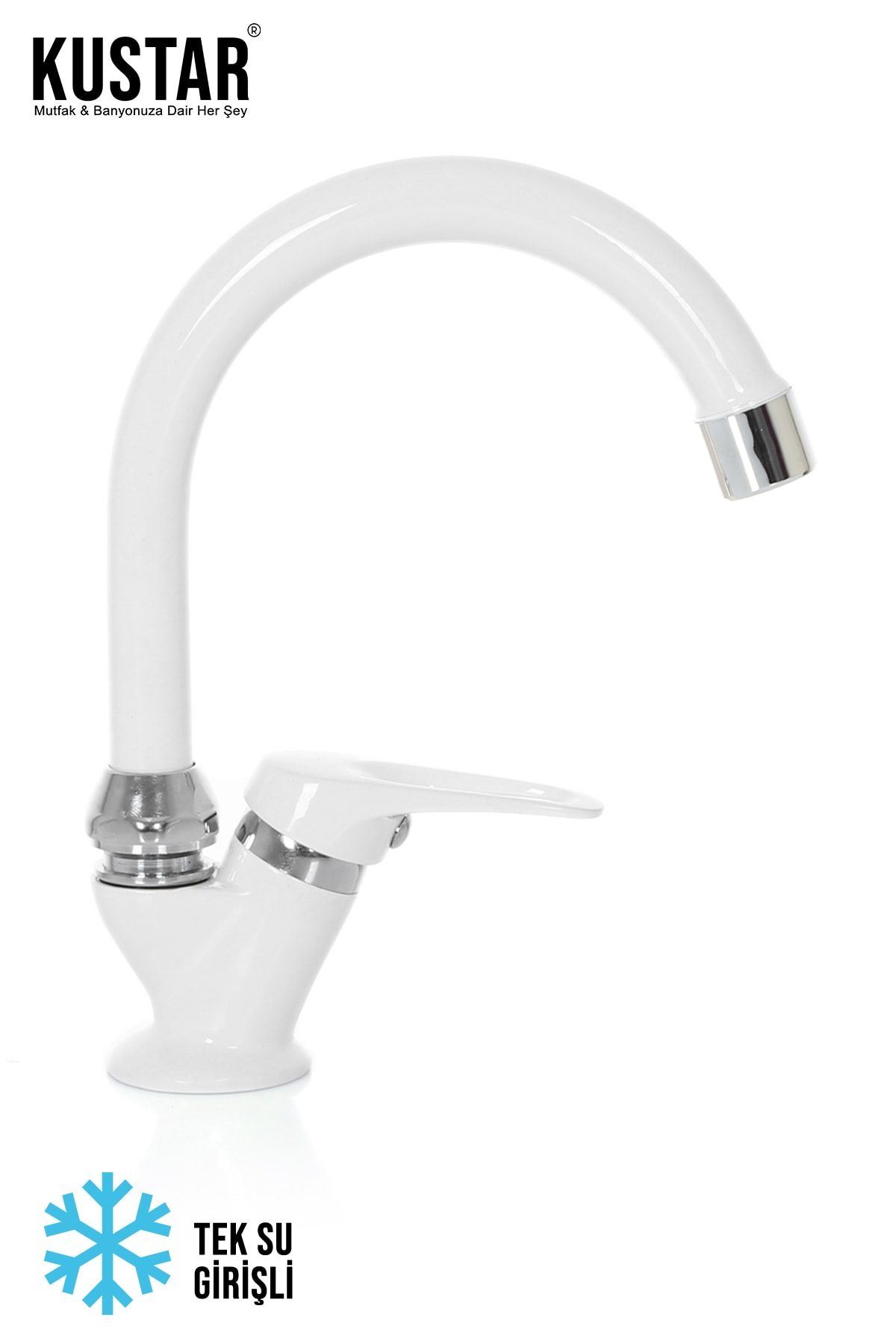 KUSTAR Beyaz Tek Su Çıkışlı Lavabo Bataryası