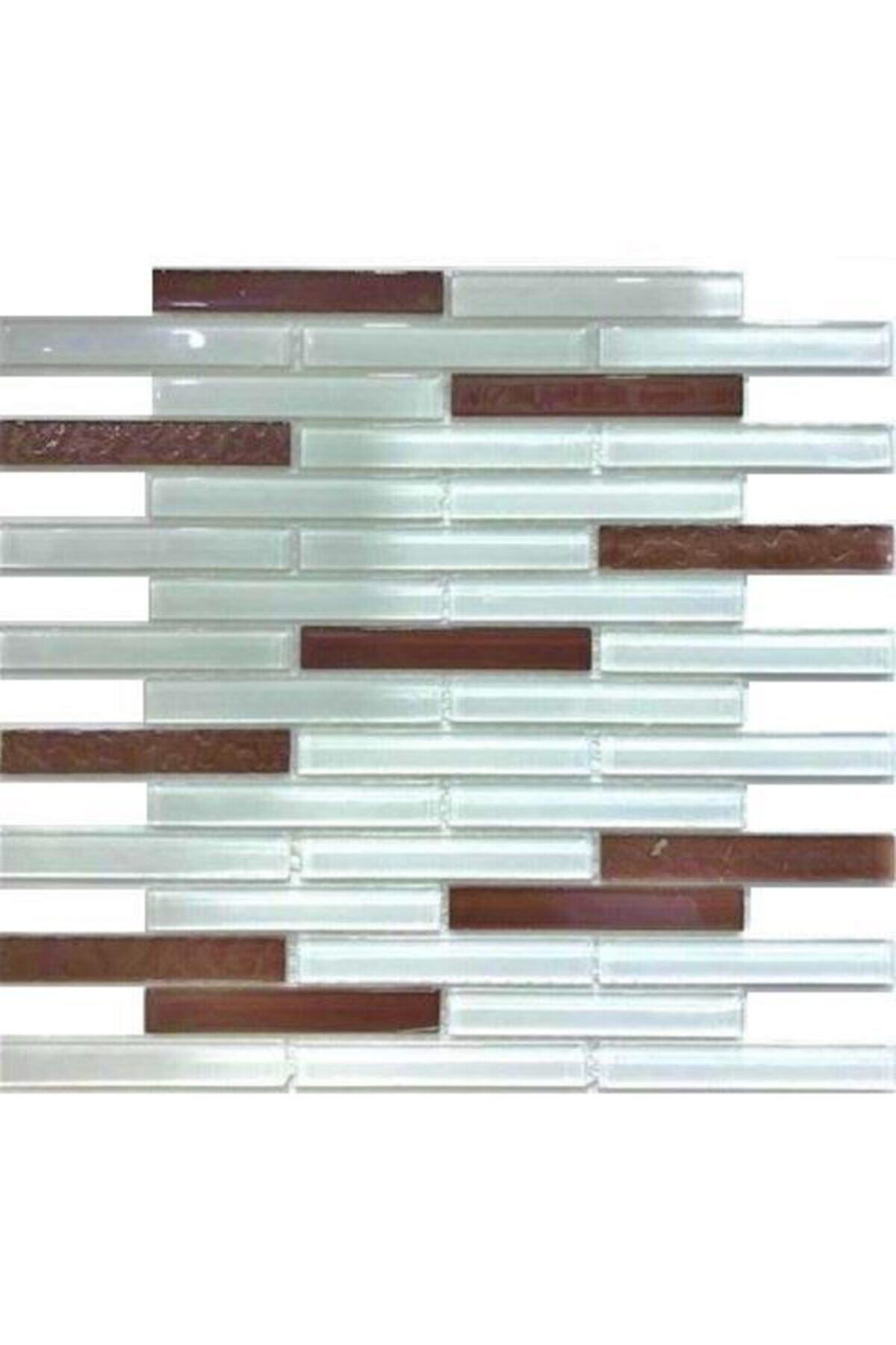 evdeniste Mutfak Tezgah Arası Kristal Cam Mozaik Beyaz Bordo