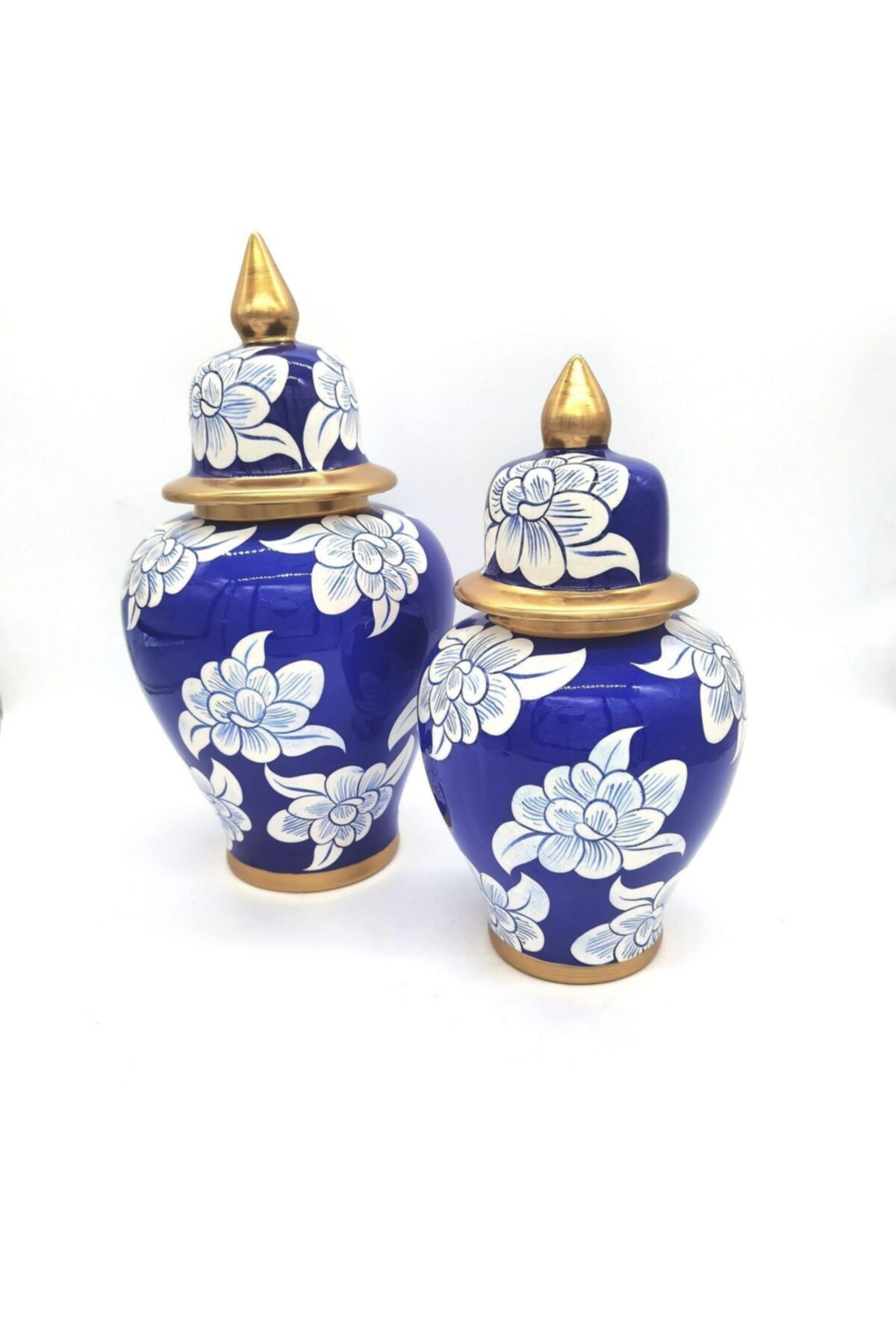CREARTHOME Blue Blanc 2li Dekoratif Şah Küp 40-34 Cm Kermanhome1