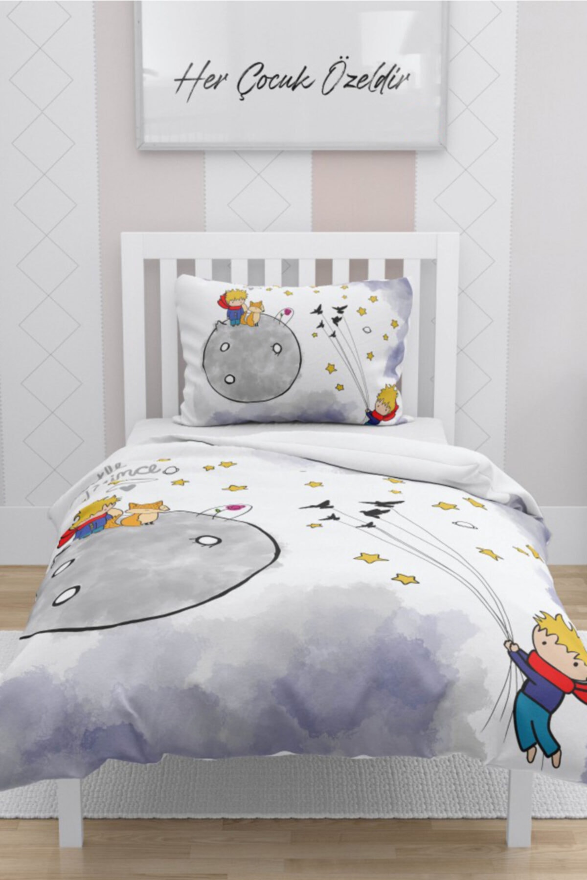 Rivaİstanbul Gezgin Küçük Prens Çocuk Nevresim Takımı Pamuk Saten (ÇARŞAFSIZ)