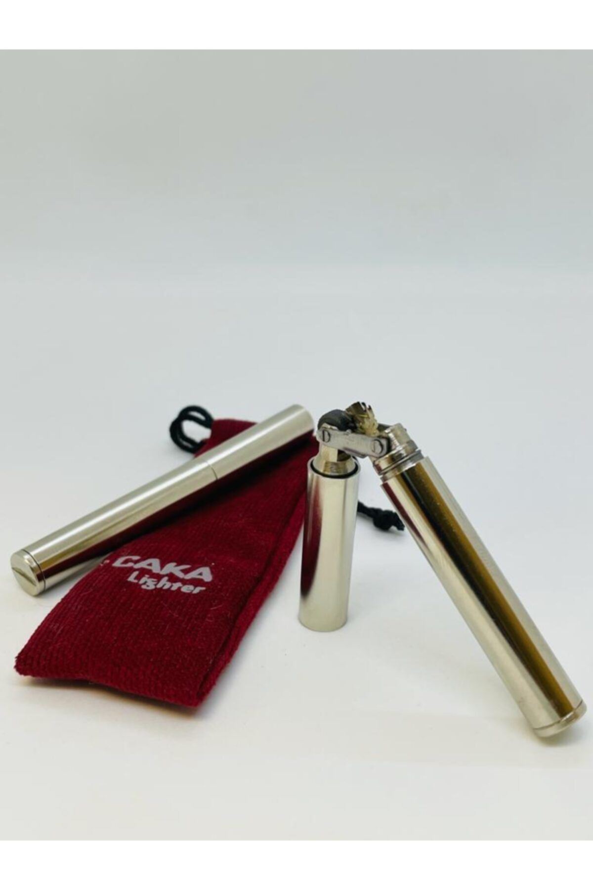 caka lighter Kırma Kapaklı Slim Çakmak - Gümüş