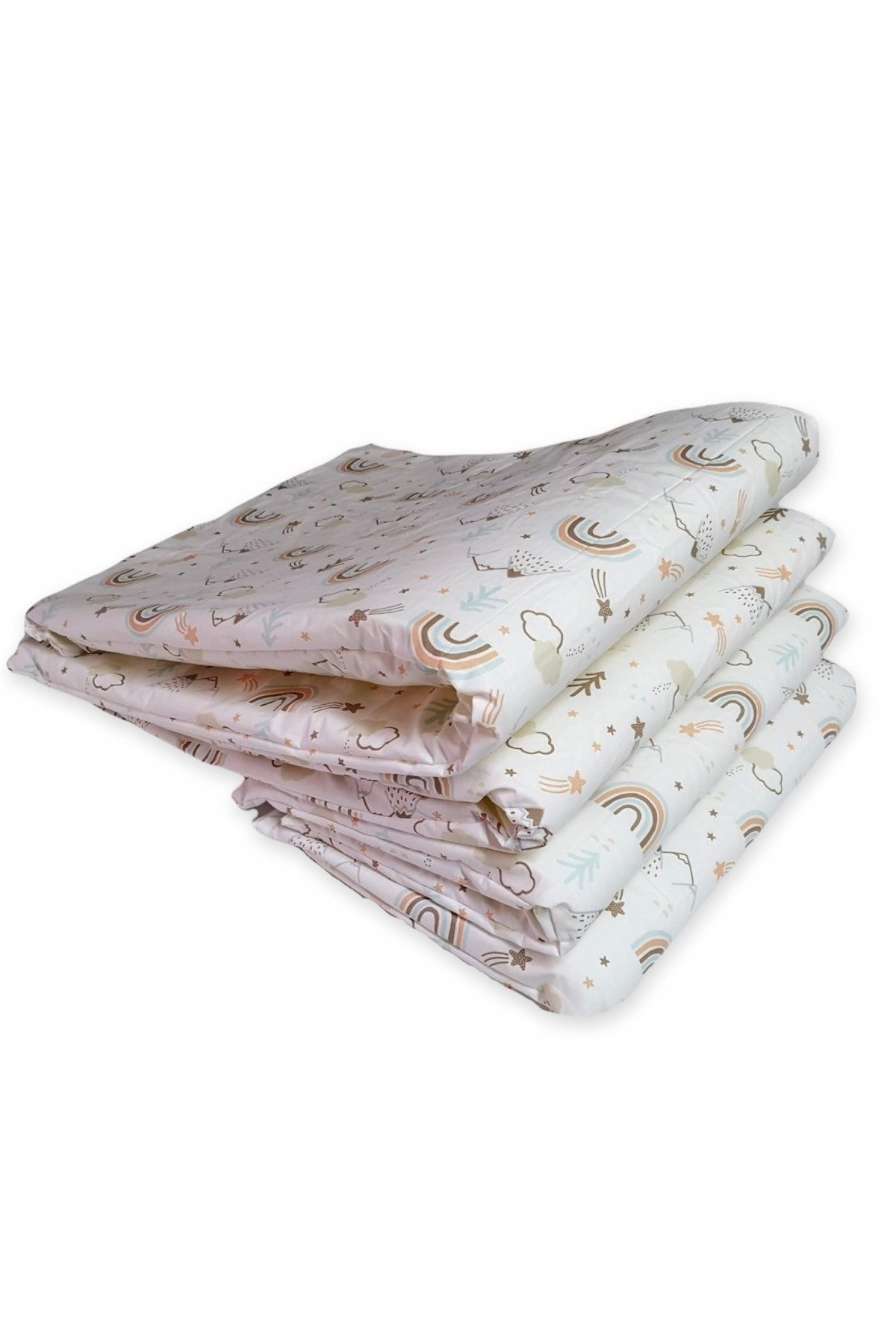 Bebek Özel Bebek Çocuk Beşik Kenar Koruma 90x190 Montessori İçin 4 Parça Kahverengi Gökkuşağı