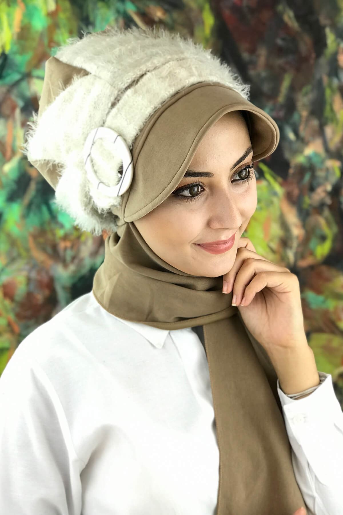 Yoisho Store Çağla Yeşili Atkılı Şapka Kahverengi
