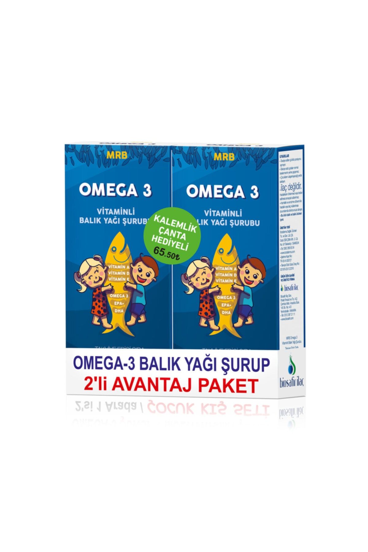 MRB Omega-3 Balık Yağı Şrp 2'li Avantaj Paket (çanta Hd.)