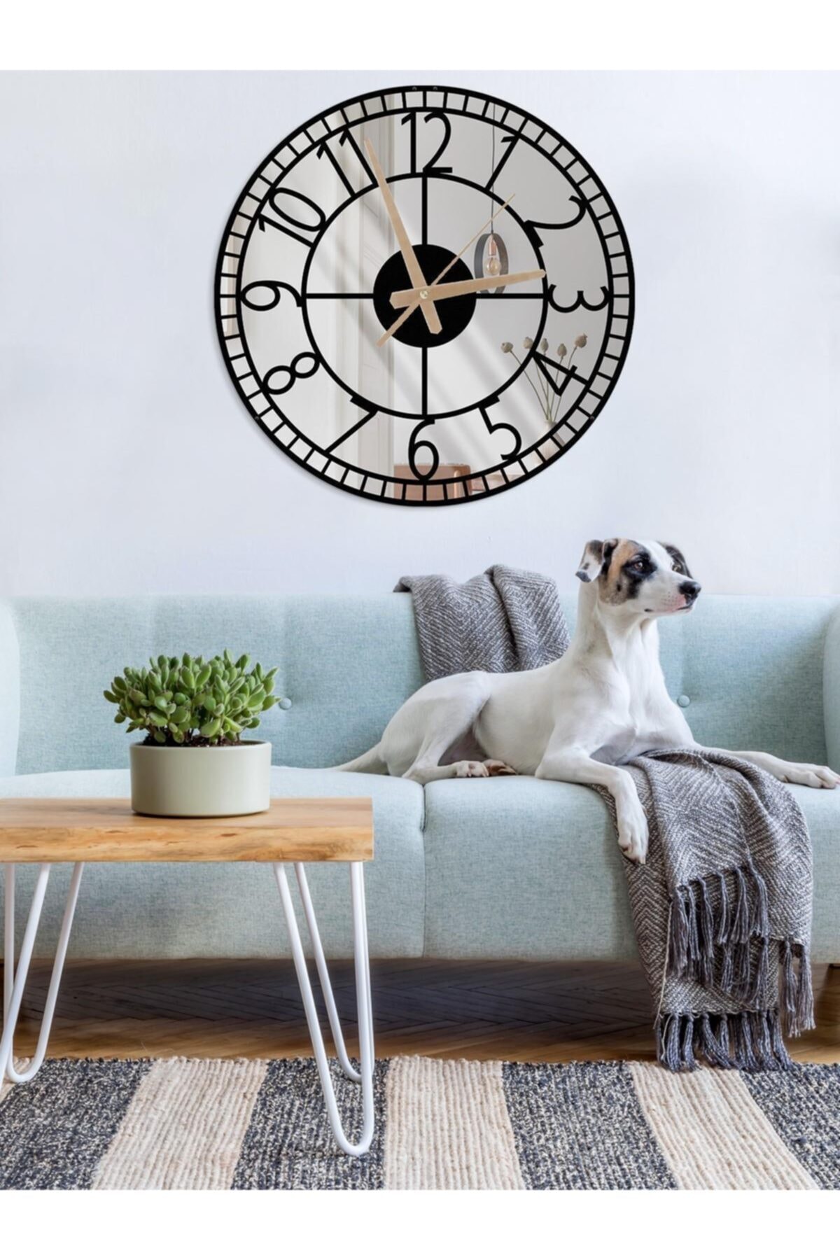 Metalium Concept Dekoratif Aynalı Türkçe Rakamlı Metal Duvar Saati 60x60cm