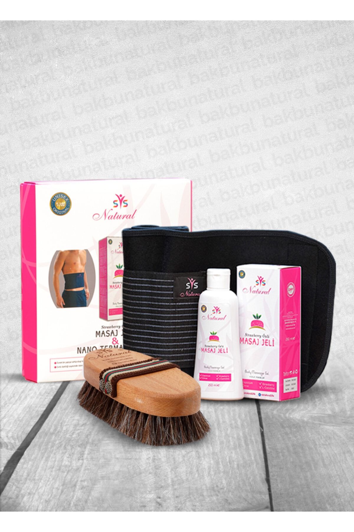 SSNATURAL Nano Termal Korse & Çilek Özlü İnceltici Jel ve Doğal At Kılı Fırçası