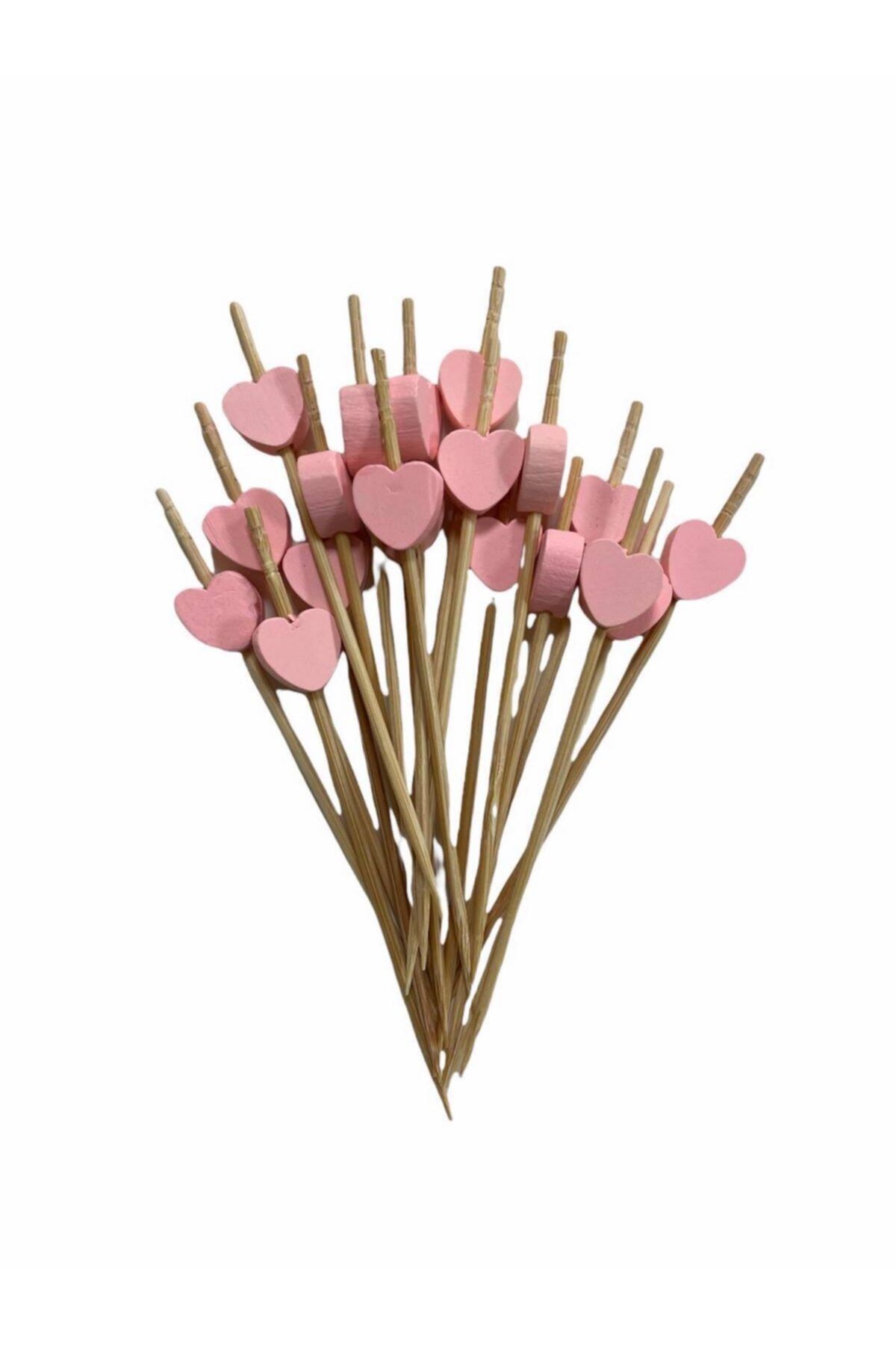 Filpa 20 Adet Bambu Kokteyl Kürdan - Pembe - 10cm