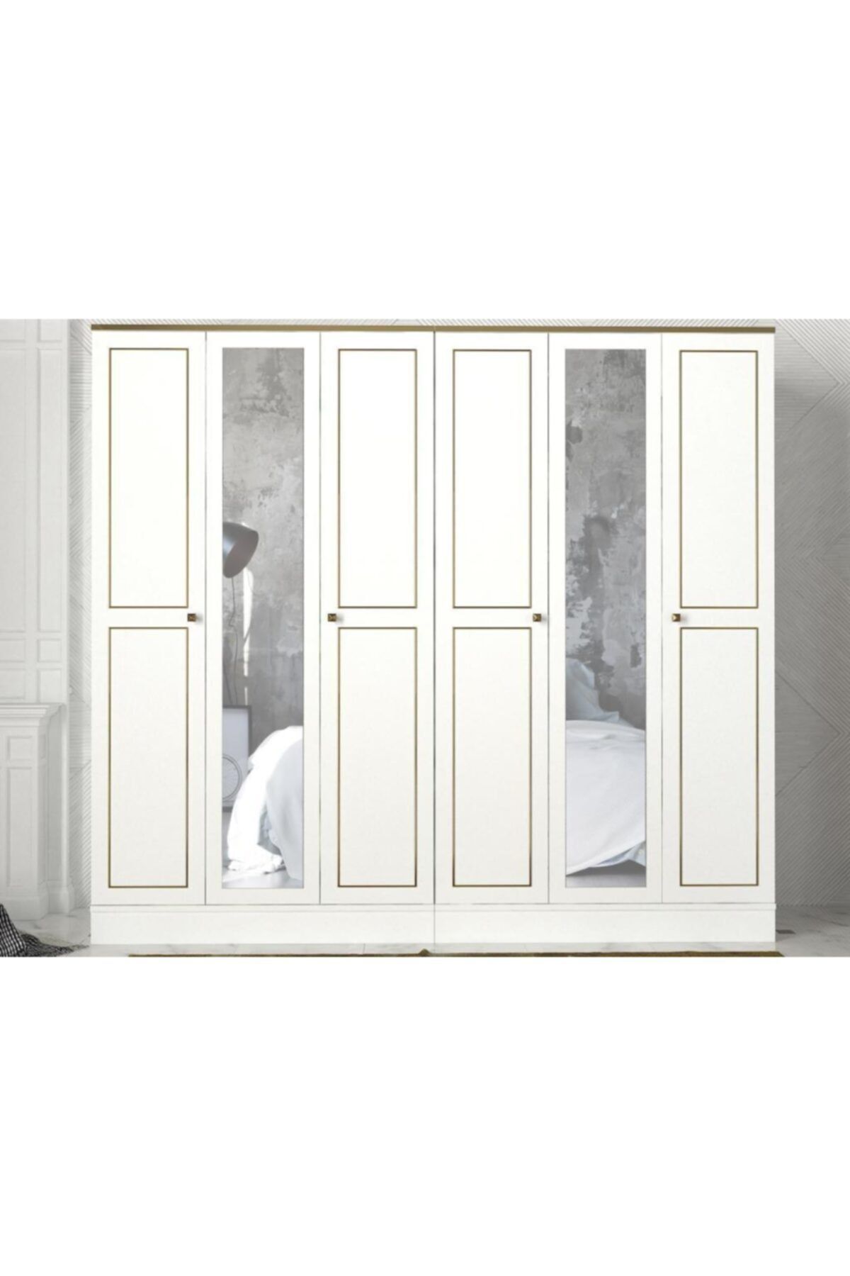 Dekorister Exclusive Ravenna 6 Kapılı Gardrop Beyaz