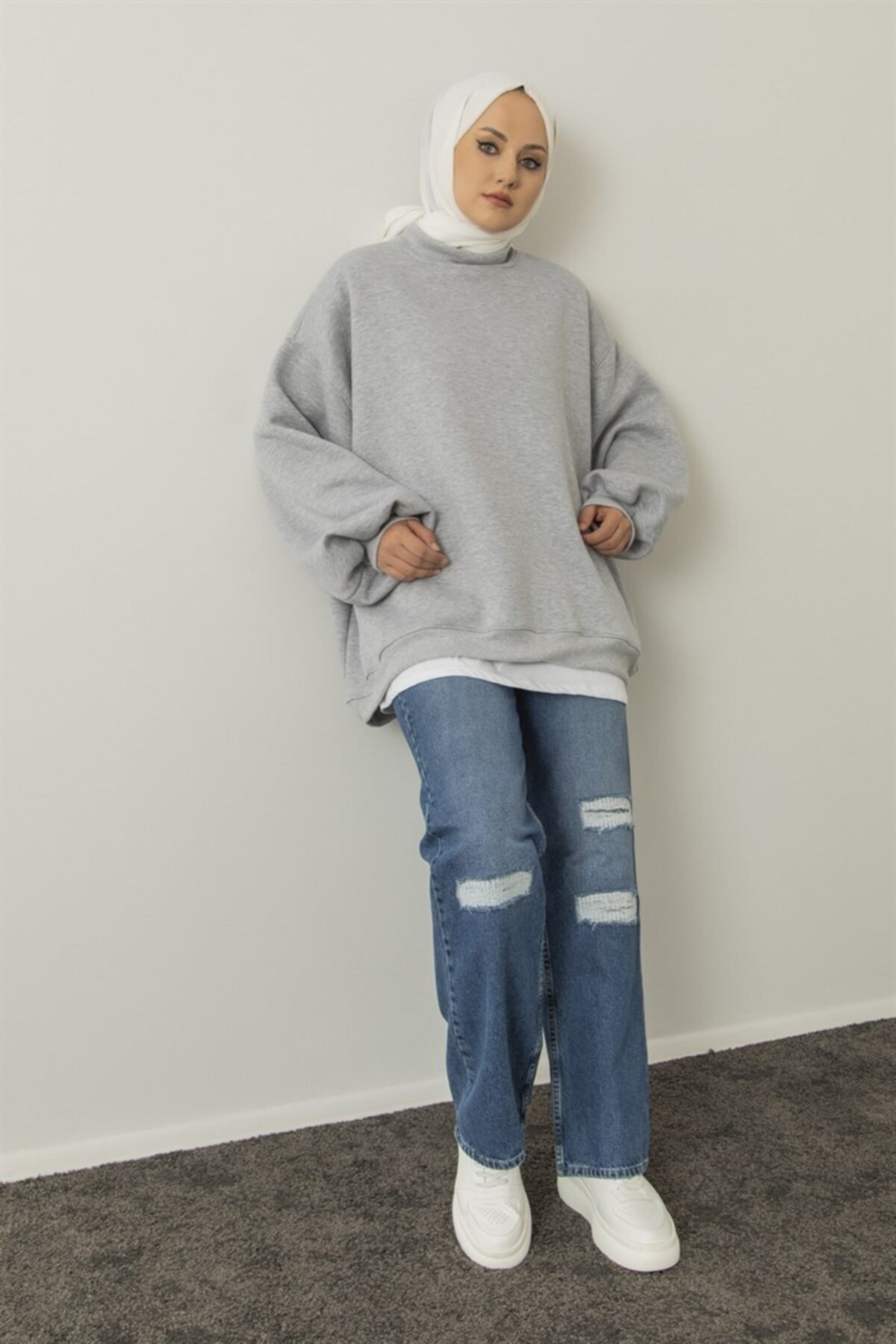 Meri Store Oversize Gri Sweat