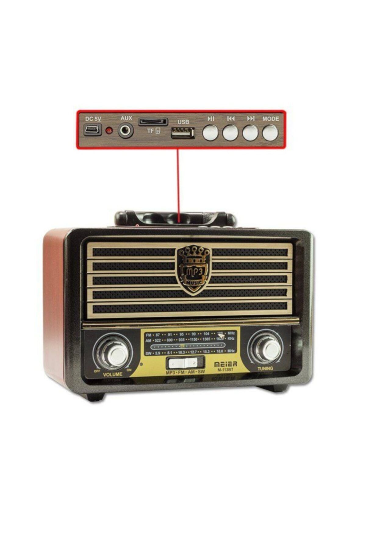 NO NAME Usb-sd-fm-bluetooth Destekli Nostaljik Radyo