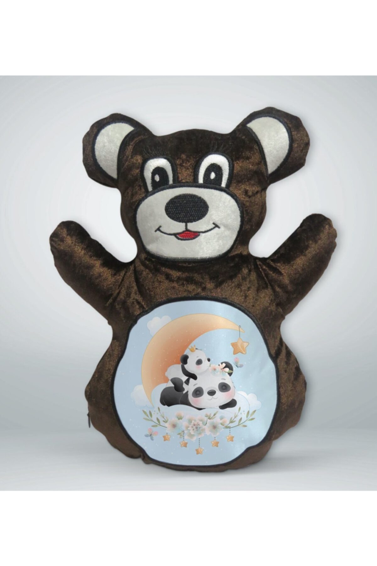 BK Gift Sevimli Pandalar Tasarımlı Kahverengi Ayıcık Yastık-5