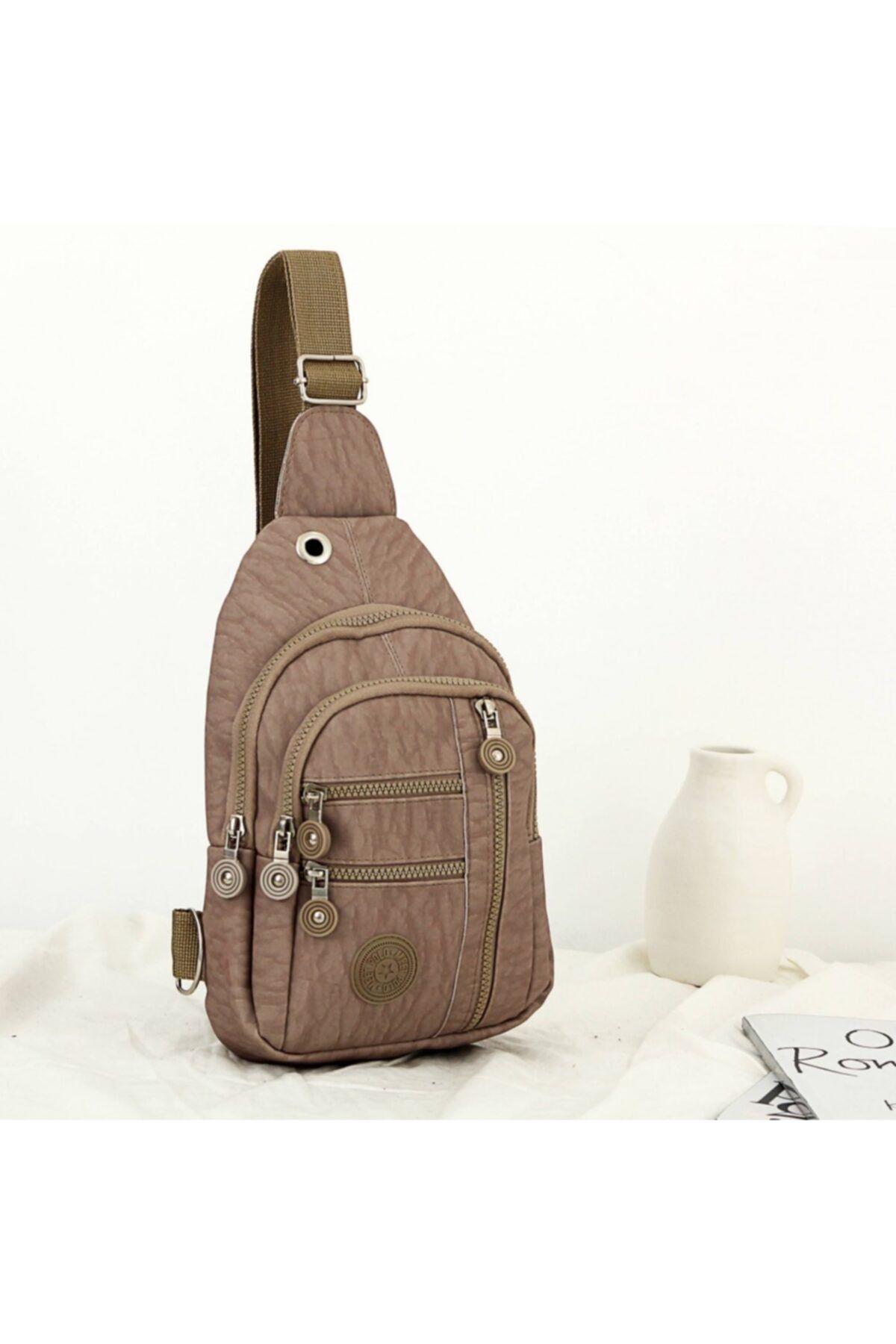 Defnella Unisex Vizon Krinkıl Çapraz Askılı Bel Omuz Çanta Göğüs Günlük Çok Bölmeli Bodybag