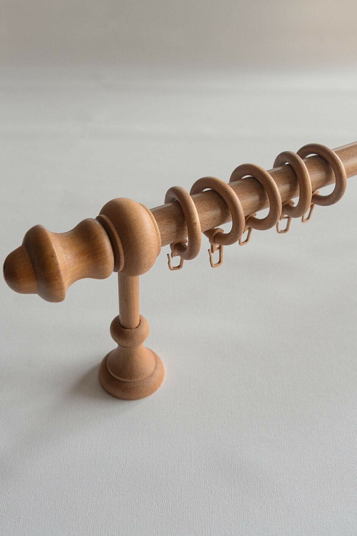 HLMSTOR 225 Cm Meşe Açık Kahve Ahşap Rustik Perde Askısı - Raysız Rustik Boru