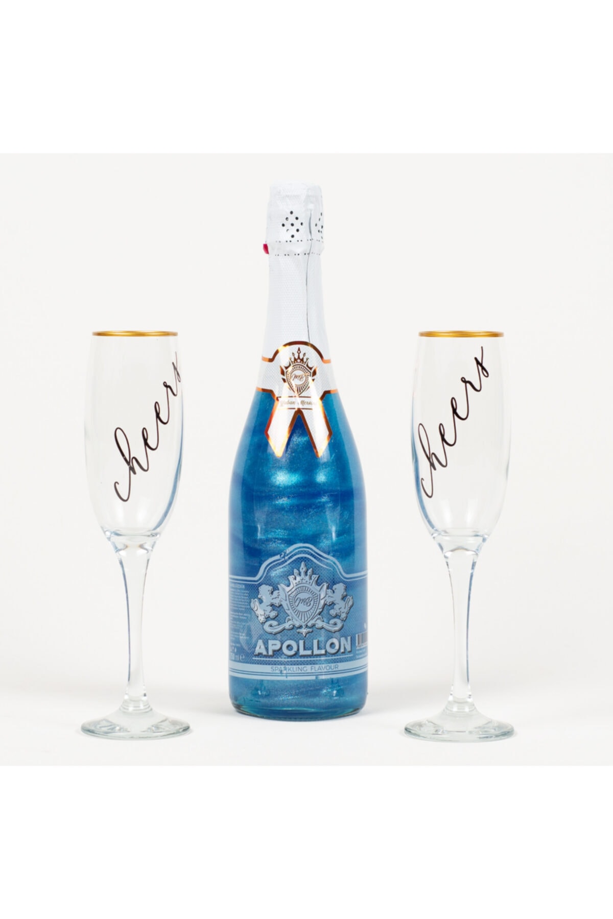 About The Gift Blue Hawai Aromali Simli Gazlı İçecek Baskılı Kadeh