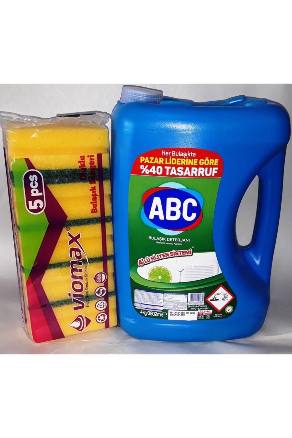 HS AMBALAJ Abc Bulaşık Deterjanı 4 Lt Yanında Bulaşık Süngeri Viomax 5 Li Sunger