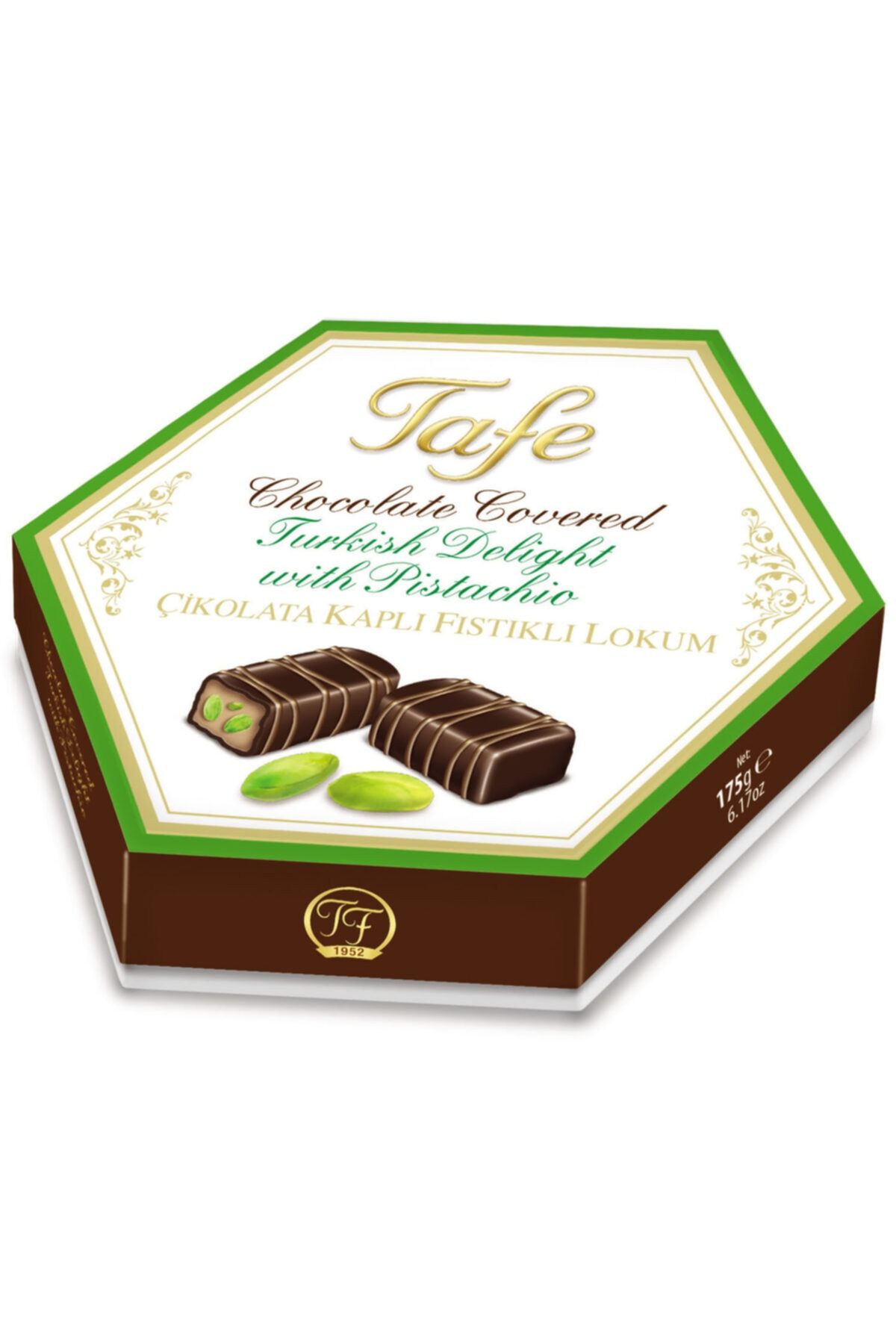 TAFE Çikolata Kaplı Fıstıklı Lokum Altıgen Kutu 175g