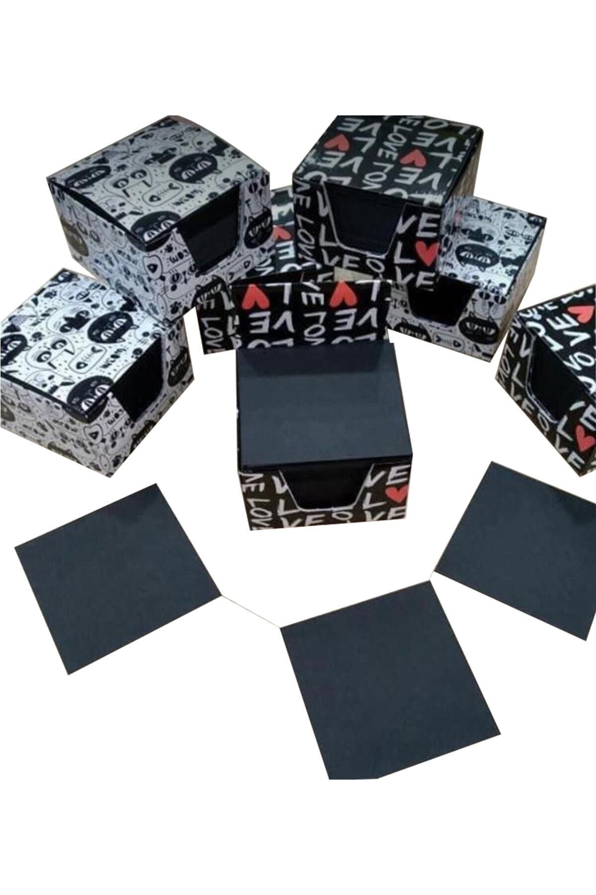 Umur Siyah Renk Küp Bloknot - Siyah Renk Not Kağıdı 8x8 Cm