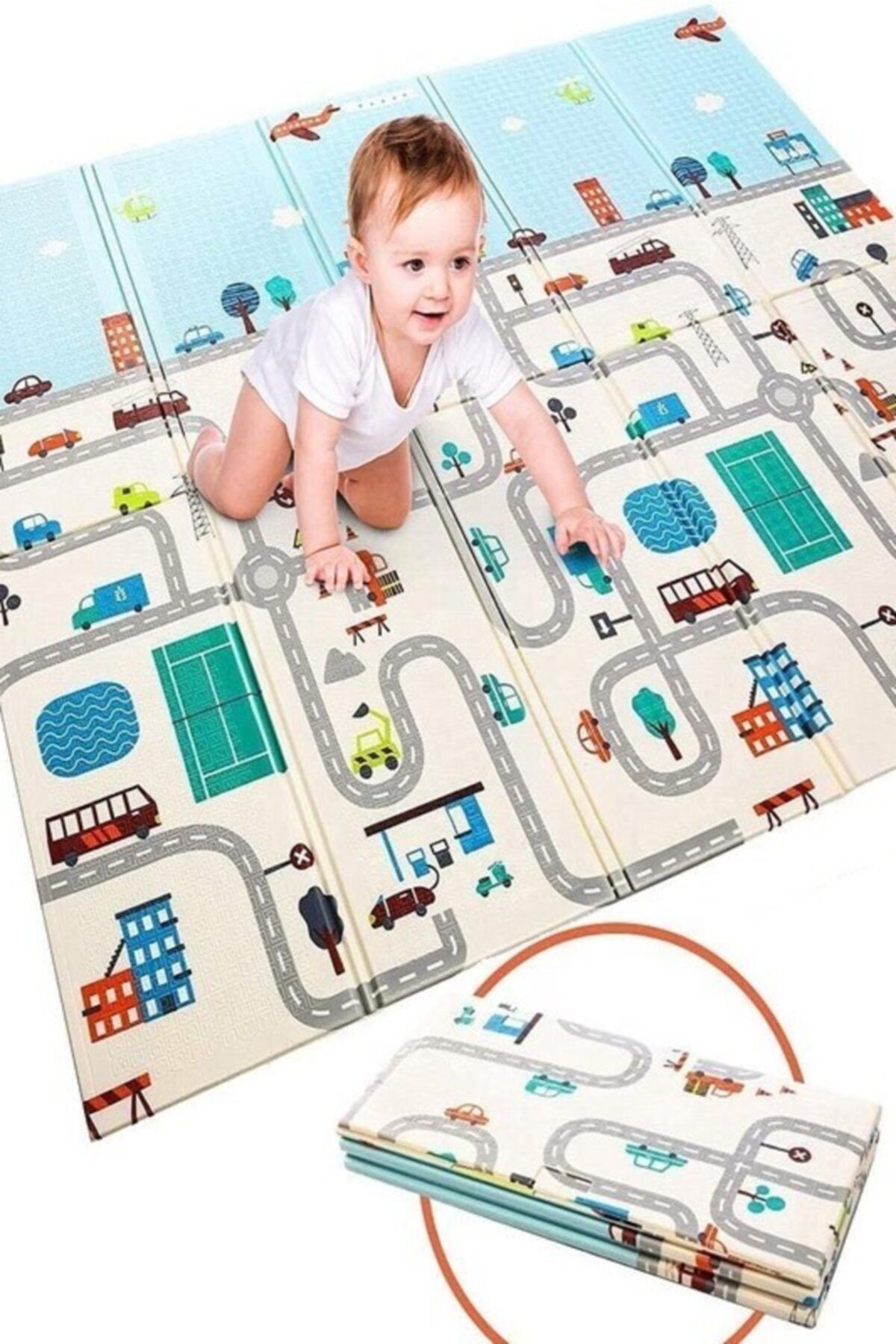 Lacuss Balloon Katlanabilir Çift Taraflı Köpük Oyun Matı Oyun Halısı 180x200x1,5cm