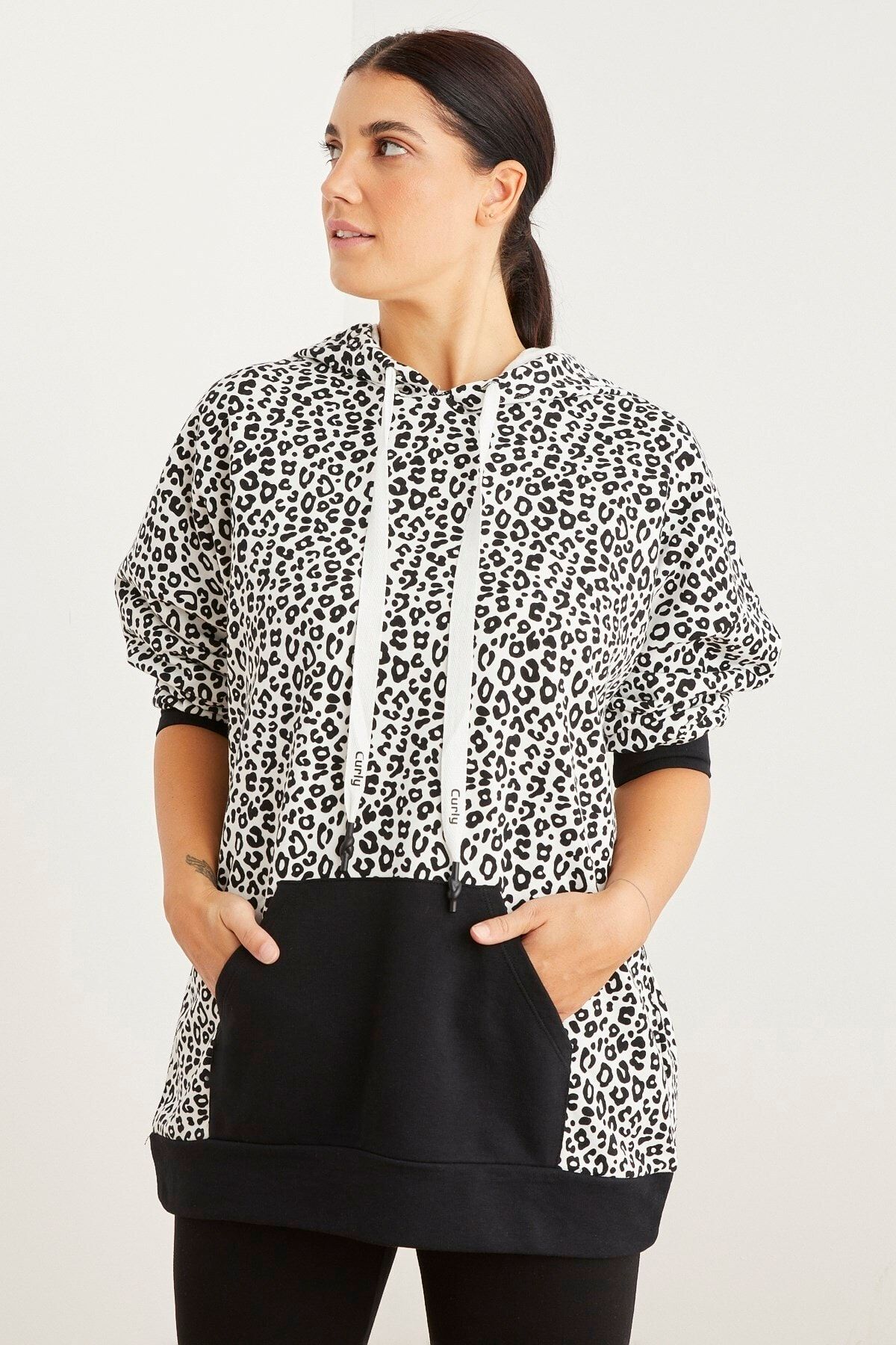 Curly Leopar Desen Sweatshırt
