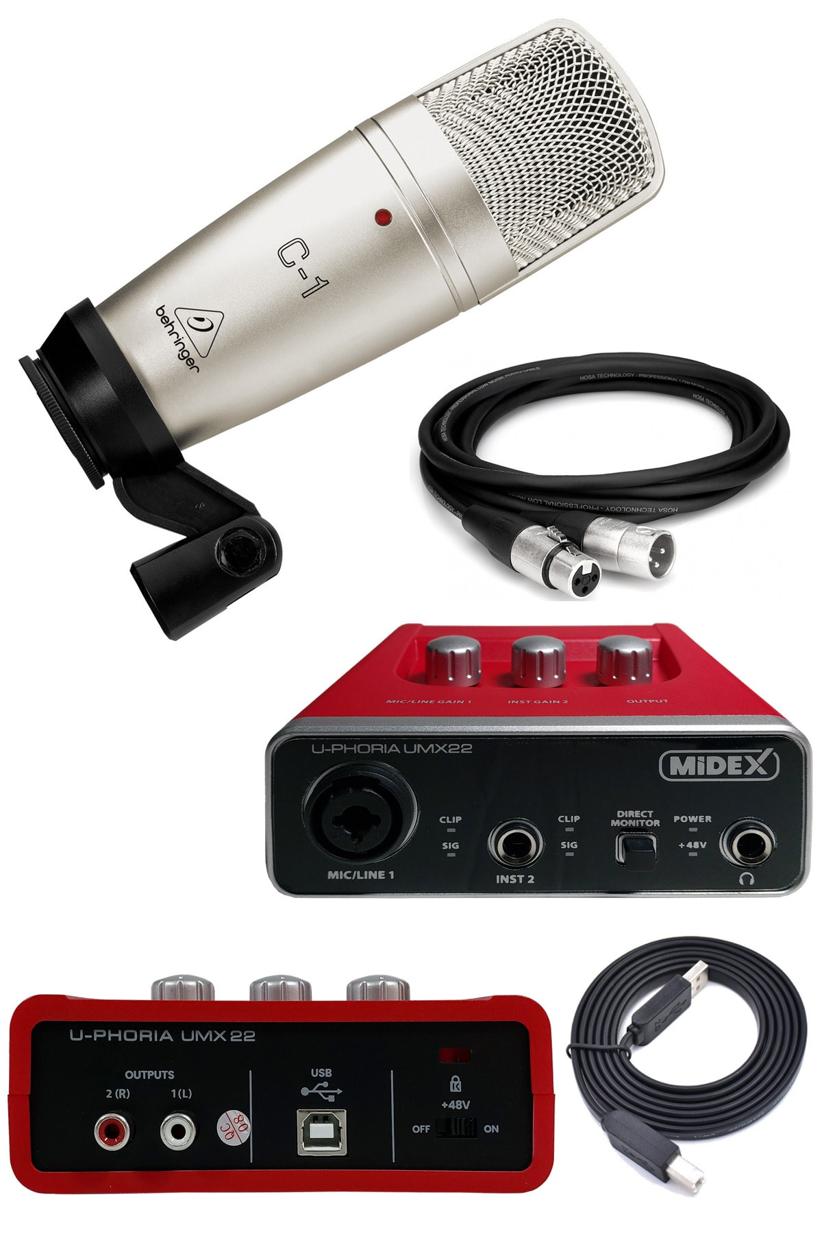 Behringer C-1u Usb Stüdyo Condenser Mikrofon Shock Mount Ve Sünger Hediye
