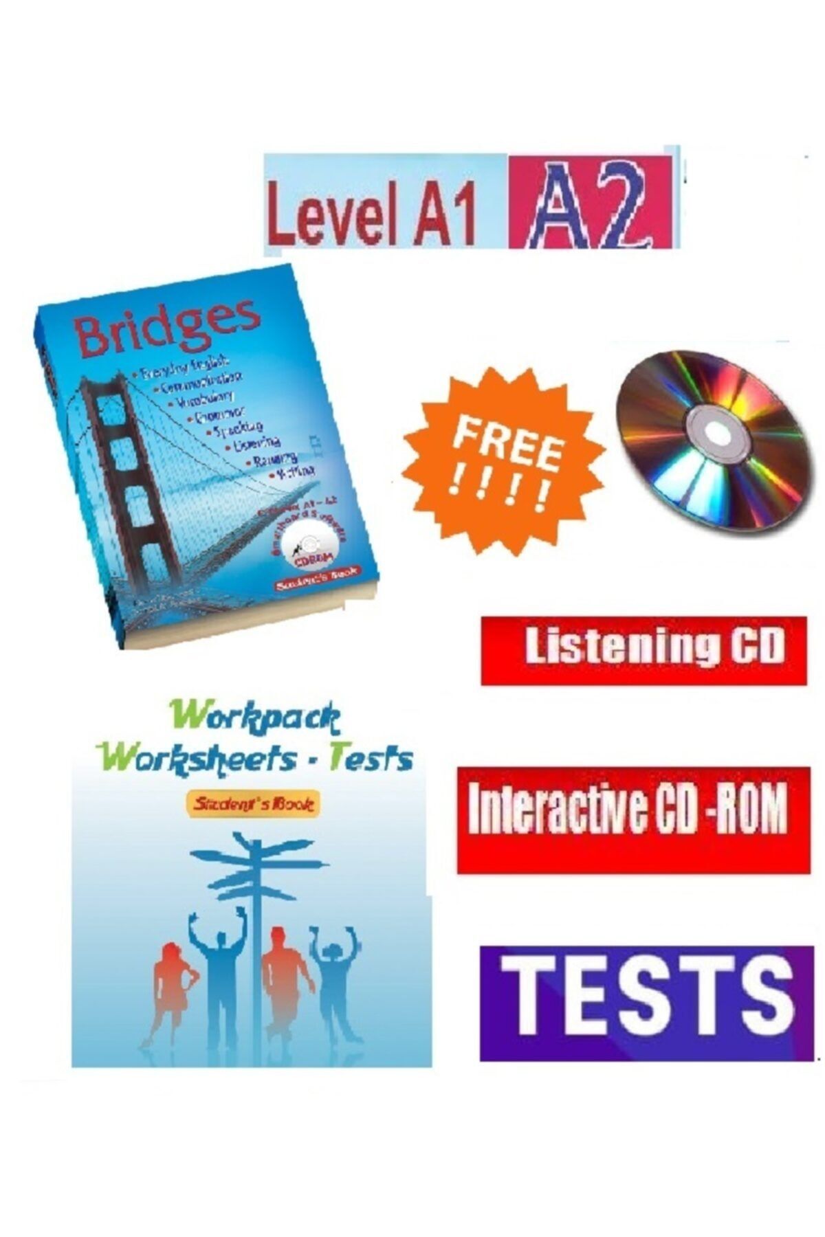Planet Ingilizce Öğrenme Seti A.1. -a.2 Bridges Kitap Workpack Test Kitabı Cd -dvd Rom - Toplam 500 Sf