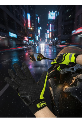 BABE 3 MEVSİM KORUMALI REFLEKTÖRLÜ MOTORSİKLET ELDİVENİ NEO RENK Image 1