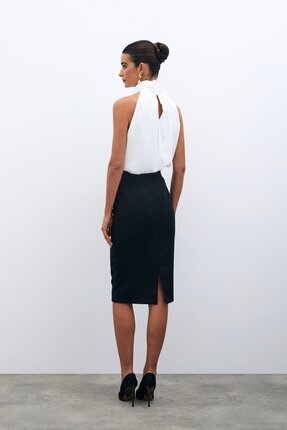 Düz Kalem Etek - Siyah Image 7