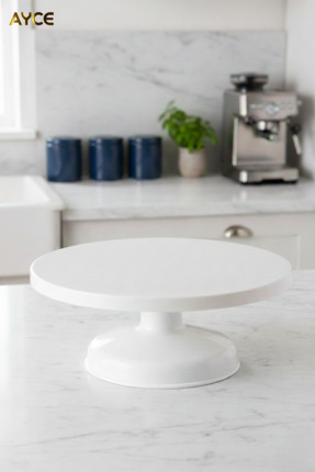 Dönebilen Pasta Sıvama Ve Sunum Standı_Beyaz Ayaklı Döner Başlıklı Image 0