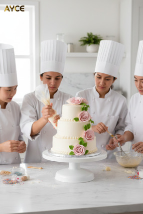 Dönebilen Pasta Sıvama Ve Sunum Standı_Beyaz Ayaklı Döner Başlıklı Image 1