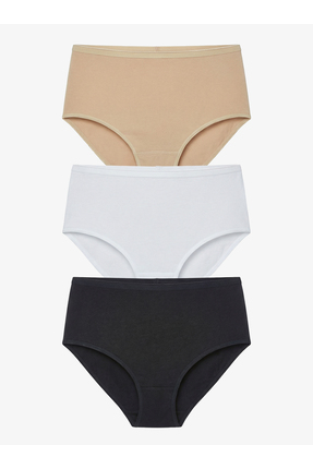 Kadın Külot 3lü Paket Essential 1577 - Beyaz Ten Siyah Image 0