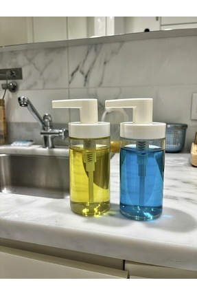Tackan Sıvı Sabunluk Cam - Beyaz Kapaklı X 2 Adet Image 0