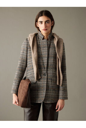 Ekose Kadın Kaşe Blazer Ceket Image 3