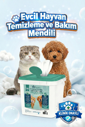 Evcil Hayvan Pati Tüy Kulak Göz Temizleme ve Bakım Kedi Köpek Mendili Hijyenik Islak Mendil 250 Adet Image 0