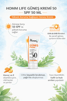 HOMM LIFE GÜNEŞ KREMİ 50 SPF 50 ML Homm Image 1