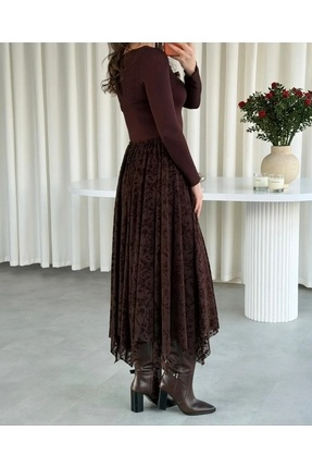 Asimetrik dantel etek Image 2