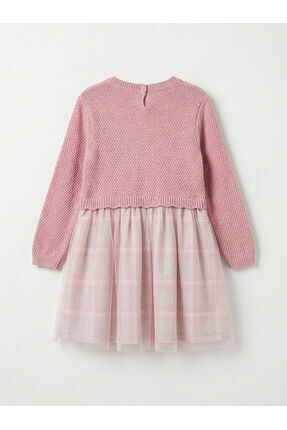 LCW Kids Pembe Bisiklet Yaka Çiçekli Kız Çocuk Tütü Elbise Image 1