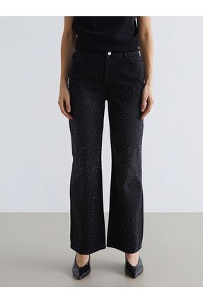 LCW Jeans Taşlı Wideleg Kadın Jean Pantolon\t Image 1