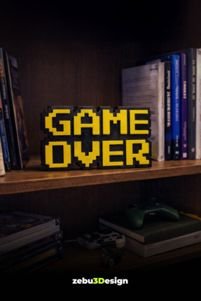 Retro Game Over Kabartmalı Dekoratif Obje Sarı Siyah | Masaüstü ve Duvar Süsü | Oyun Temalı Hediye Image 1