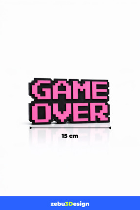 Retro Game Over Kabartmalı Dekoratif Obje - Pembe | Masaüstü ve Duvar Süsü | Hediye Image 3