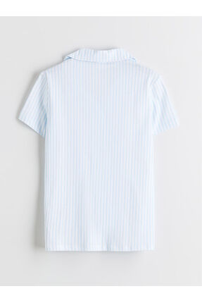 RMZ GİYİM FARKIYLA Gömlek Yaka Çizgili Kız Çocuk Pijama Takım Image 3