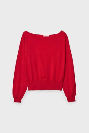 Geniş yaka triko kazak Image 6