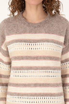 Kadın Krem Kazak 50310205-VR256 Image 5