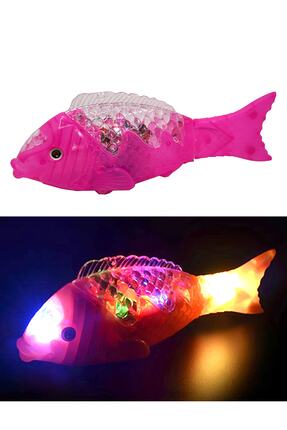 Şarkı Söyleyen Işıklı Yürüyen Balık Kuyruk Sallayan Oyuncak Pembe 24cm Image 0