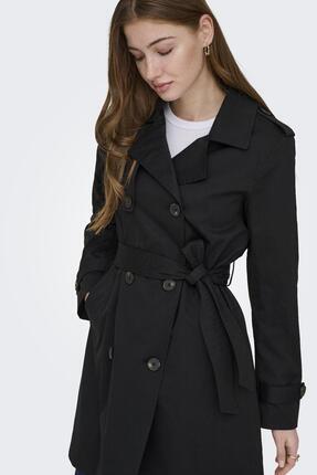 ONLDISA LIFE Kadın Trençkot Düğmeli Uzun Kaban Image 5